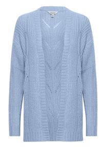 Strickjacke oxmo "Strickjacke OXClea", Damen, Gr. S, blau (sky blau), Obermaterial: 70% Polyacryl PAN. 20% Polyamid PA. 10% Wolle WO., Strickjacken Strickjacke