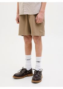 Jack & Jones Cargoshorts JACK & JONES JUNIOR "JPSTTONY CO JJCARPENTER SHORTS SN JNR", Jungen, Gr. 170, N-Gr, e.wood detail:stiching with dtm, Web, Obermaterial: 98% Baumwolle, 2% Elasthan, unifarben, relaxed fit knielang, Hosen Cargoshorts