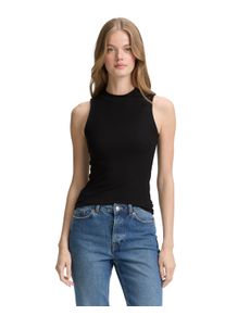 T-Shirt Tom Tailor Denim, Damen, Gr. XXL (44), schwarz (deep schwarz), Single Jersey, Obermaterial: 48% Polyester, 48% Viskose, 4% Elasthan, Strukturmuster, regular fit taillenbedeckt, Rundhals, Shirts T-Shirt, mit Rippstruktur