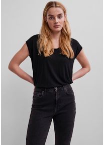 Rundhalsshirt Pieces "PCBILLO TEE SOLID NOOS BC", Damen, Gr. XS, schwarz, Jersey, Obermaterial: 95% Viskose, 5% Elasthan, unifarben, figurumspielend normal, Rundhals, Shirts Rundhalsshirt