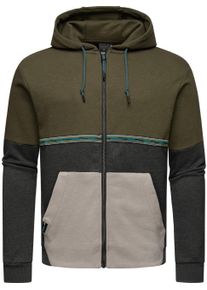 Kapuzensweatjacke Ragwear "Kapuzensweatjacke Blocky", Herren, Gr. S, gr&uuml;n (schwarz olive), Obermaterial: 70% Baumwolle CO. 30% Polyester PES., Sweatjacken Kapuzensweatjacke