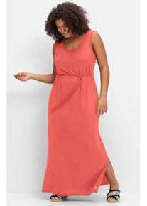 sheego Gro&szlig;e Gr&ouml;&szlig;en Maxikleid mit Bindeg&uuml;rtel, hummer, Gr&ouml;&szlig;e 52 - Damen