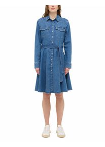 Midikleid Mustang "Damen Style Elisa Denim Dress", Damen, Gr. 36, mittelblau, 98% Baumwolle, 2% Elasthan, ausgestellt, Kleider Midikleid