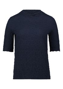Rundhalsshirt Betty Barclay "Strukturshirt mit Stehkragen", Damen, Gr. 46, blau (dunkelblau), Obermaterial: 60% Baumwolle CO. 30% Polyamid PA. 10% Elasthan EL., Shirts Rundhalsshirt