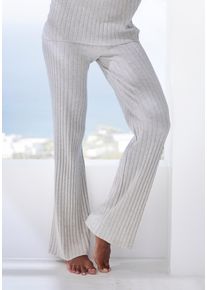 Homewearhose French Connection, Damen, Gr. 44/46, N-Gr, grau (hellgrau, meliert), Rippstrick, Obermaterial: 50% Viskose (LENZING&trade; ECOVERO&trade;), 28% Polyester, 22% Polyamid, meliert, unifarben, bequem lang, Hosen Homewearhose, mit elastischem B&uuml;ndchen, Loungewear, Topseller