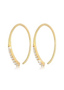 Paar Creolen Elli "Ohrringe Creolen Basic Zirkonia 925 Silber" Gr. 26, gold, Ohrringe, Damen, mit Stein, Silber 925 (Sterlingsilber), Paar Creolen
