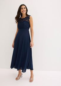 bonprix Maxikleid mit Spitze, blau, Gr.42, Elegantes Abendkleid mit Spitze im Oberteil und einem R&uuml;cken-Cut-Out