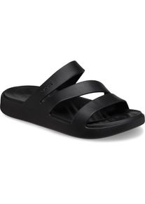 Badepantolette Crocs "Getaway Strappy", Damen, Gr. 41, schwarz, Croslite&trade;, unifarben, Schuhe Badepantolette, Sommerschuh, Badeschuh, Poolslides mit modischen Riemchen