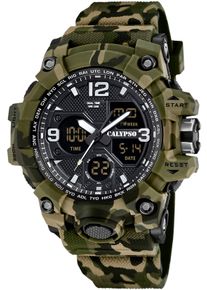 Chronograph Calypso Watches "X-Trem", gr&uuml;n (khaki, schwarz), Armbanduhren, Herren, Chronograph, Quarzuhr, Armbanduhr, Herrenuhr, analog, digital, Tag, Monat