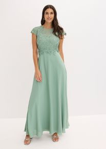 bonprix Midikleid aus zartem T&uuml;ll mit Spitze, gr&uuml;n, Gr.46, Romantisch und feminin: Cocktailkleid in Midi-L&auml;nge aus zartem T&uuml;ll mit Spitze