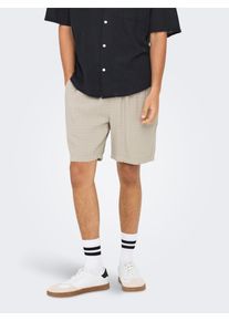 Only & Sons Shorts ONLY & SONS "ONSTEL LINEN LATHAM 0257 SHORTS", Herren, Gr. S, N-Gr, beige (silber lining), Web, Obermaterial: 55% Leinen, 45% Viskose, unifarben, regular fit knielang, Hosen Shorts