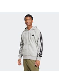 Sweatjacke adidas Sportswear "ESSENTIALS 3-STREIFEN", Herren, Gr. XXL, grau (medium grau heather, schwarz), Obermaterial: 55% Baumwolle, 36% Polyester, 9% Viskose, normal, ohne Ausschnitt, angesetztes B&uuml;ndchen, Sweatjacken Sweatjacke, f&uuml;r Laufen und Sportmode, mit Rei&szlig;verschluss