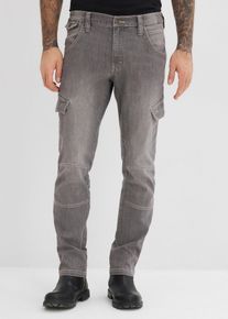 bonprix Leichte Regular Fit Cargo-Jeans mit Dehnbund Straight, grau, Gr.34, Coole Cargo-Stretch-Jeans im Regular Fit mit bequemen Komfortbund, 82% Baumwolle (organic)