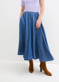 bonprix High Waist Jeansrock Bequembund Bio-Baumwolle, blau, Gr.38, Jeanrock mit Bequembund und Taschen in Midil&auml;nge aus Bio-Baumwolle, aus 100% Baumwolle