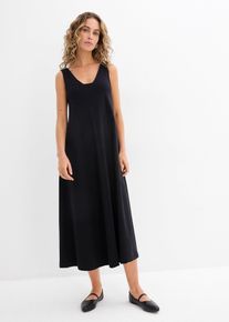 bonprix Jerseykleid aus reiner Bio-Baumwolle, schwarz, Gr.40/42 (M), &Auml;rmelloses A-Linien Kleid mit einem eckigen V-Ausschnitt und einem tiefen R&uuml;ckenausschnitt, 100% Baumwolle (organic)