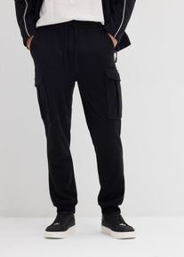 bonprix Fleece-Cargohose in Regular Fit, schwarz, Gr.52/54 (L), Trendige Basic Fleecehose in angenehmer, weicher Qualit&auml;t., aus Fleece
