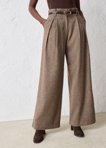 bonprix Weite Bundfaltenhose mit weichem Wollanteil, braun, Gr.38, weiche weite Buntfaltenhose mit Wollanteil, aus Wolle