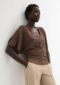 bonprix Ajour-Pullover, braun, Gr.36/38 (S), raffinierter Ajour Pullover - 2 in 1