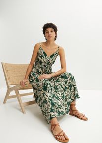bonprix Maxikleid aus flie&szlig;ender Viskose, gr&uuml;n, Gr.52, sommerliches Maxikleid mit Bl&uuml;ten-Print, aus Viskose