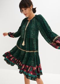 bonprix Tunika-Kleid aus flie&szlig;ender Viskose, gr&uuml;n, Gr.40, sommerliches Tunika-Kleid mit modischem Print., aus Viskose