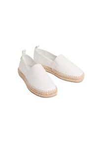 Espadrille Calvin Klein "OBLIQUE ESPADRILLE CANVAS", Damen, Gr. 37, sanftes wei&szlig;, Textil, unifarben, Schuhe Espadrille, Slipper, Flats, Mokassin, Schlupfschuh mit Bastumrahmung