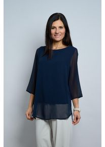 Langarmbluse Seidel Moden "Otto exclusiv", Damen, Gr. 34, nachtblau, Single Jersey, Obermaterial: 100% Polyester. Futter: 95% Viskose, 5% Elasthan, Basic, regular fit Po-bedeckend, U-Boot-Ausschnitt, gerader Abschluss, Blusen Langarmbluse, MADE IN GERMANY