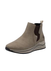 Chelseaboots Rieker, Damen, Gr. 43, beige, Elastischer Einsatz, Nubuklederimitat, Schuhe Chelseaboots, Boots, Stiefelette, High Top Sneaker, Keilboots mit Stretcheinsatz
