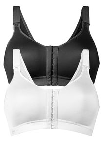 Sport-BH Anita "Sport BH mit Vorderverschluss Frontline Open", Damen, Gr. 65, Cup C, bunt (schwarz wei&szlig;), Stoff, Obermaterial: 40% Polyamid PA. 25% Polyester PES. 20% Elasthan EL. 15% Baumwolle CO., BHs Sport-BH