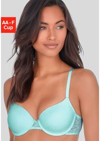 Schalen-BH Lascana "Elisa", Damen, Gr. 80, Cup C, blau (t&uuml;rkis), Spitze, Obermaterial: 78% Polyamid, 22% Elasthan, BHs Schalen-BH, mit B&uuml;gel, aus zarter, blumiger Spitze, sexy Dessous