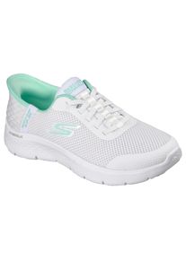 Slip-On Sneaker Skechers "GO WALK FLEX-GRAND ENTRY", Damen, Gr. 36, wei&szlig;, mint, Textil, Schuhe Slip-On Sneaker, Schlupfschuh, Slipper mit Slip-Ins Funktion
