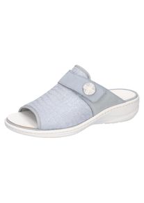 Waldl&auml;ufer Pantolette WALDL&Auml;UFER "HERIA", Damen, Gr. 7,5 (41), blau (hellblau), Nubukleder, Textil, metallic, Schuhe Pantolette, Bequemschuh, Hausschuh, Sommerschuh in Komfortweite H=sehr weit