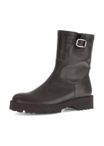 Bikerboots Gabor, Damen, Gr. 42, dunkelbraun, Kalbsleder, unifarben, Schuhe Bikerboots, Blockabsatz, Stiefelette, Herbstboots mit Innenrei&szlig;verschluss