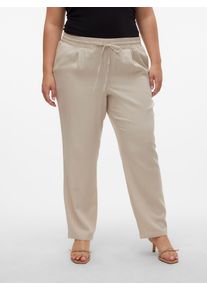 Schlupfhose Vero Moda CURVE "VMJESMILO ANKLE PANTS WVN GA NOOS CUR", Damen, Gr. 50, N-Gr, beige (silber lining), Web, Obermaterial: 55% Viskose, 45% Leinen, unifarben, regular fit kn&ouml;chellang, Hosen Schlupfhose, Sommerhose
