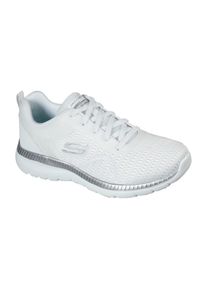 Berufsschuh Skechers "BOUNTIFUL - QUICK PATH", Damen, Gr. 41, wei&szlig;, silberfarben, Lederimitat, Textil, Schuhe Berufsschuh, Freizeitschuh, Halbschuh, Schn&uuml;rschuh mit gepolsterter Innensohle