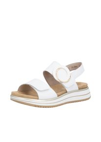 Plateausandale Remonte, Damen, Gr. 45, wei&szlig;, Leder, unifarben, Schuhe Plateausandale, Sommerschuh, Sandalette mit Softfu&szlig;bett und zwei Klettverschl&uuml;ssen