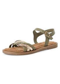 Riemchensandale Tamaris, Damen, Gr. 36, gr&uuml;n (mintgr&uuml;n, kombiniert), Leder, Schuhe Riemchensandale, Sandalette, Sommerschuh mit Riemchen in Flechtoptik