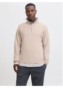 Jack & Jones Troyer JACK & JONES "JJESOHO OLLIE KNIT HALF ZIP SN", Herren, Gr. XL, atmosphere, Strick, Obermaterial: 51% Polyester, 41% Polyacryl, 5% Wolle, 3% Elasthan, unifarben, relaxed fit normal, hoch geschlossener Ausschnitt, Rippb&uuml;ndchen, Pullover Troyer, Materialmix, relaxed fit