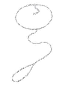 Schmuckset Elli "Armband Handchain Handkette Figaro 925 Silber" Gr. 16, silber, Schmuck_Sets, Damen, Blacklist, Silber 925 (Sterlingsilber), Schmuckset