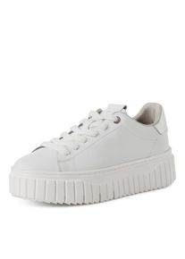 Plateausneaker Tamaris, Damen, Gr. 41, wei&szlig; kombiniert, Leder, unifarben mit Farbeinsatz, Schuhe Plateausneaker, Freizeitschuh f&uuml;r Damen, Halbschuh, Schn&uuml;rschuh mit Kontrastbesatz