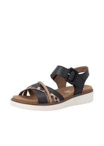 Sandale Remonte, Damen, Gr. 38, schwarz, leo, beige, Leder, Lederimitat, Basic, Schuhe Sandale, Sommerschuh, Sandalette mit Softfu&szlig;bett und Klettverschluss