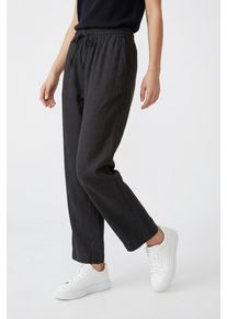 7/8-Hose Freequent "FQLAVA-ANKLE-PA", Damen, Gr. S, N-Gr, schwarz, Web, Obermaterial: 55% Leinen, 45% Viskose, meliert, unifarben, 7/8-L&auml;nge, Hosen 7/8-Hose, aus Leinen und mit Kordelzug