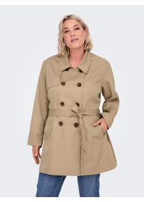 Trenchcoat Only CARMAKOMA "CARVALERIE TRENCHCOAT OTW", Damen, Gr. M, beige (ginger root), Web, Obermaterial: 100% Polyester, unifarben, l&auml;ssig geschnitten h&uuml;ftbedeckend, M&auml;ntel Trenchcoat