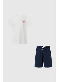 T-Shirt & Shorts Champion "Graphic T-Shirt and Shorts Set", Jungen, Gr. S (128/134), wht, nava, Obermaterial: 100% Baumwolle, KOB Set-Artikel T-Shirt & Shorts, f&uuml;r sportliche Aktivit&auml;ten, leichtes Tragegef&uuml;hl