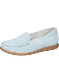 Waldl&auml;ufer Mokassin WALDL&Auml;UFER "H-WANDA", Damen, Gr. 4,5 (37,5), hellblau, Veloursleder, unifarben, Schuhe Mokassin, Slipper, Schlupfschuh, Halbschuh in Komfortweite H (= sehr weit)