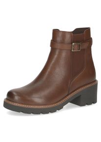 Chelseaboots Caprice, Damen, Gr. 37, cognac used, Leder, Schuhe Chelseaboots, Blockabsatz, Herbstboots, Stiefelette mit dezenter Zierschnalle