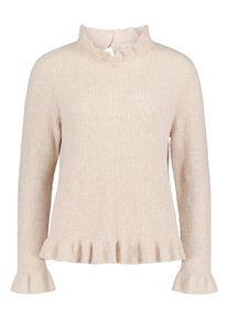 Strickpullover Cartoon "Strickpullover mit Stehkragen", Damen, Gr. 42, beige (light beige melange), Obermaterial: 57% Polyester Pol. recyc.. 17% Polyacryl PAN. 16% Baumwolle CO. 6% Elasthan EL. 4% Wolle mw., Pullover Strickpullover