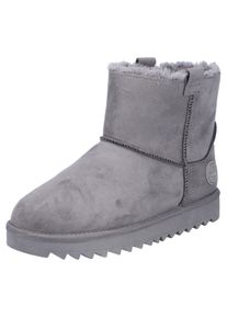 Winterboots Rieker, Damen, Gr. 40, grau, Textil, Veloursleder, unifarben, Schuhe Winterboots, Plateauboots, Winterstiefelette, mit Anziehlaschen und Warmfutter
