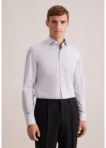 Businesshemd Seidensticker "Schwarze Rose", Herren, Gr. S (38), normale &Auml;rmell&auml;ngen, grau, 100% Baumwolle, bedruckt, tailored fit, 2-Knopf-Manschette, Hemden Businesshemd, Shaped 1/1 Kentkragen Druck