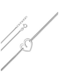 Silberarmband ONE ELEMENT "Herz Armband Rundankerkette aus 925 Silber 17 cm &Oslash; 1,1 mm" Gr. 17, silber, Armb&auml;nder, Damen, Silber 925 (Sterlingsilber), Silberarmband