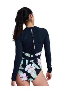 Badeanzug Roxy "The Rider Zipped", Damen, Gr. S, anthrazit spring charming, Polyester, Badeanz&uuml;ge Badeanzug